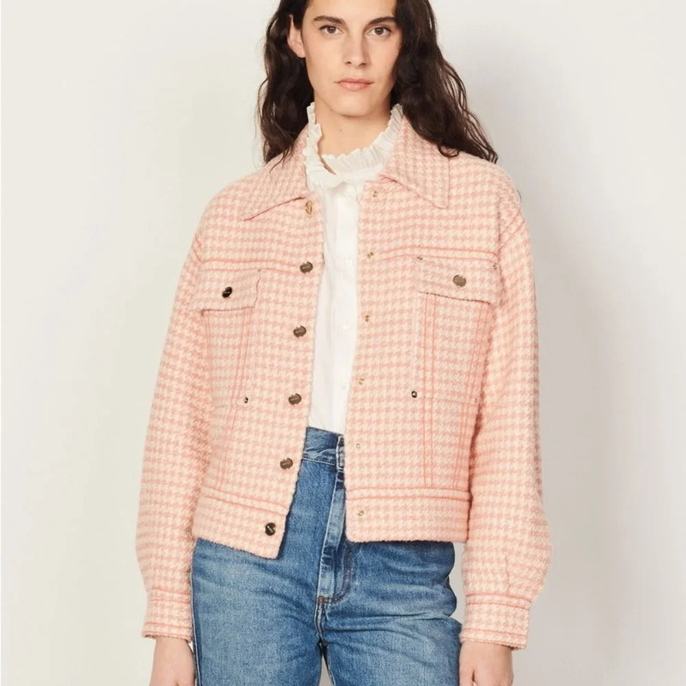 Sandro Blush Pink Tweed Blazer jacket - Picture 1 of 8